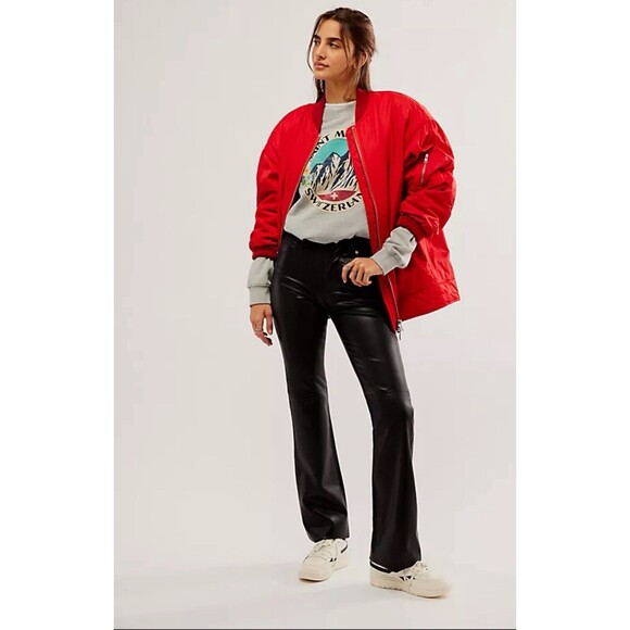 Free People Jackets & Blazers - Free People We The Free Jacket Women Becca Red Oversize Puffer Bomber Sz M NWT